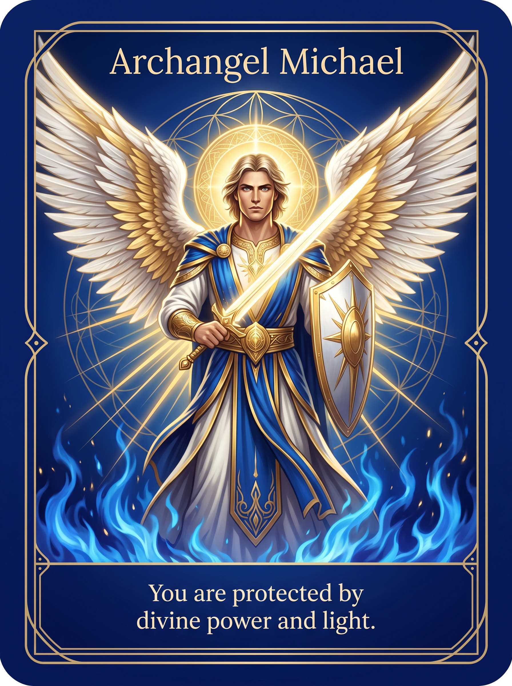 Engelenkaart Aartsengel Michaël — You are protected by divine power and light