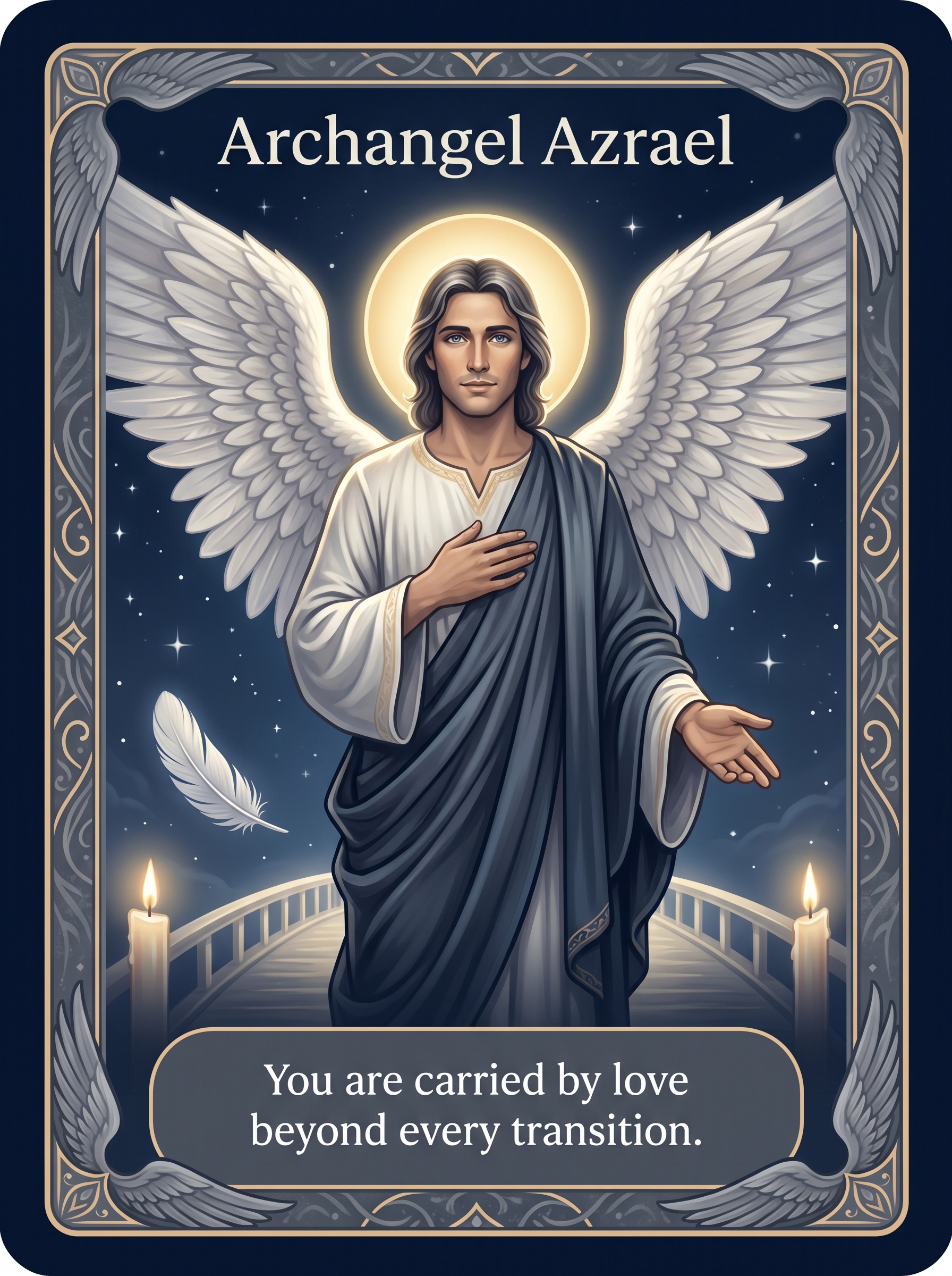 Engelenkaart Aartsengel Azraël — You are carried by love beyond every transition