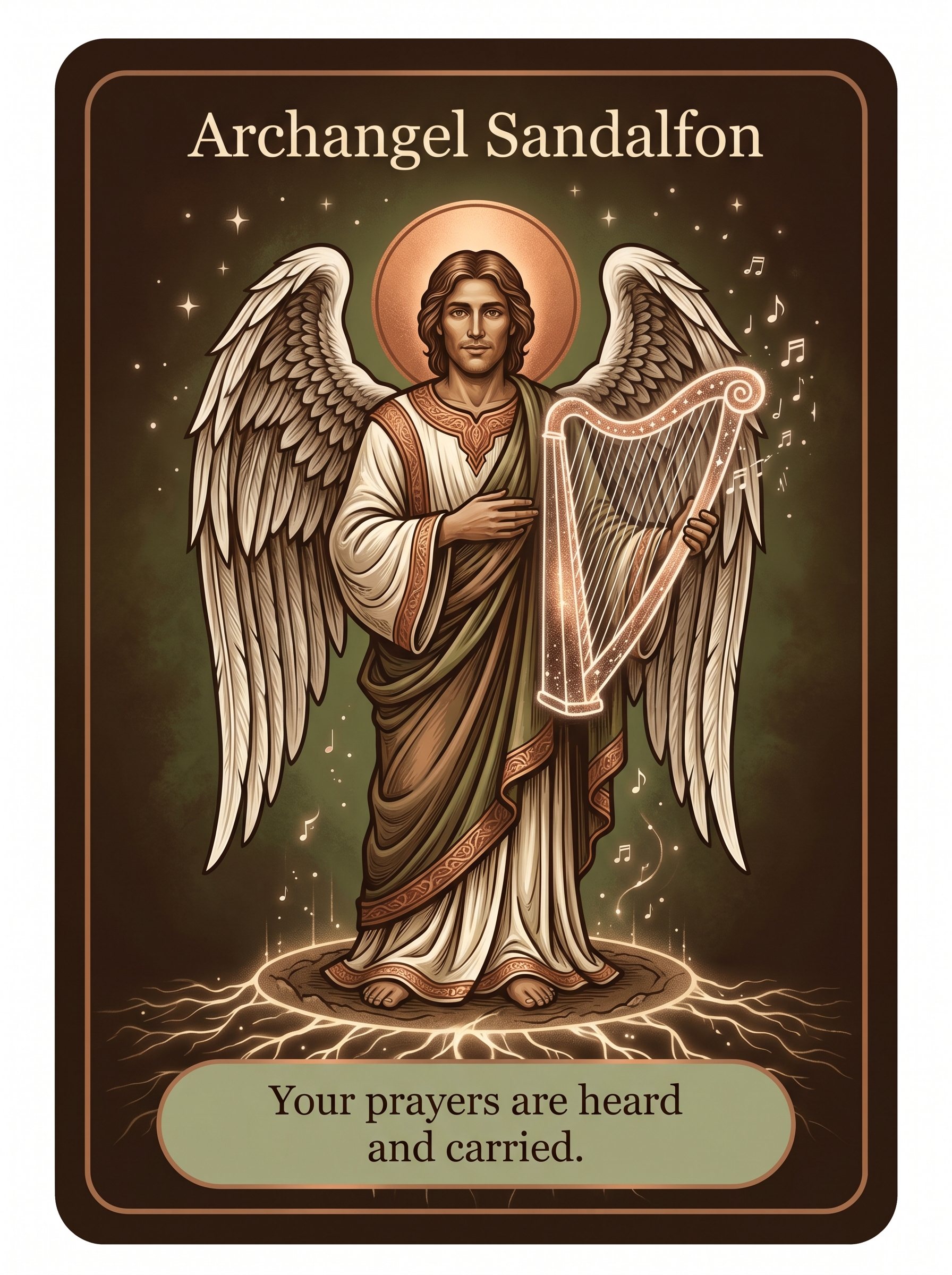 Engelenkaart Aartsengel Sandalfon — Your prayers are heard and carried
