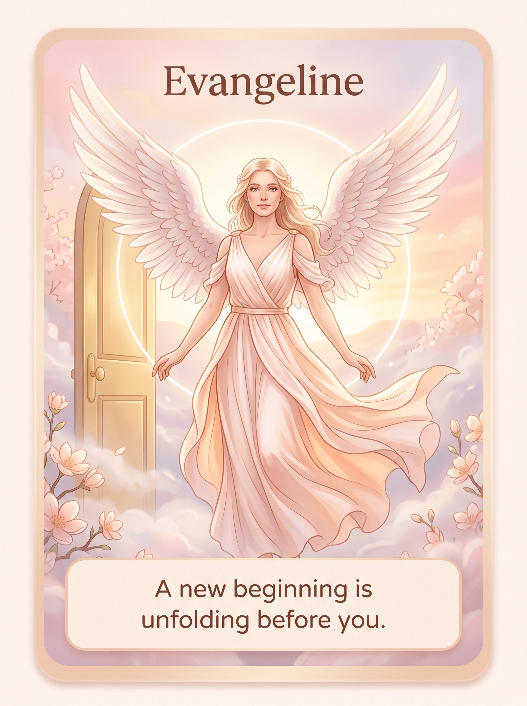 Engelenkaart Evangeline — A new beginning is unfolding before you