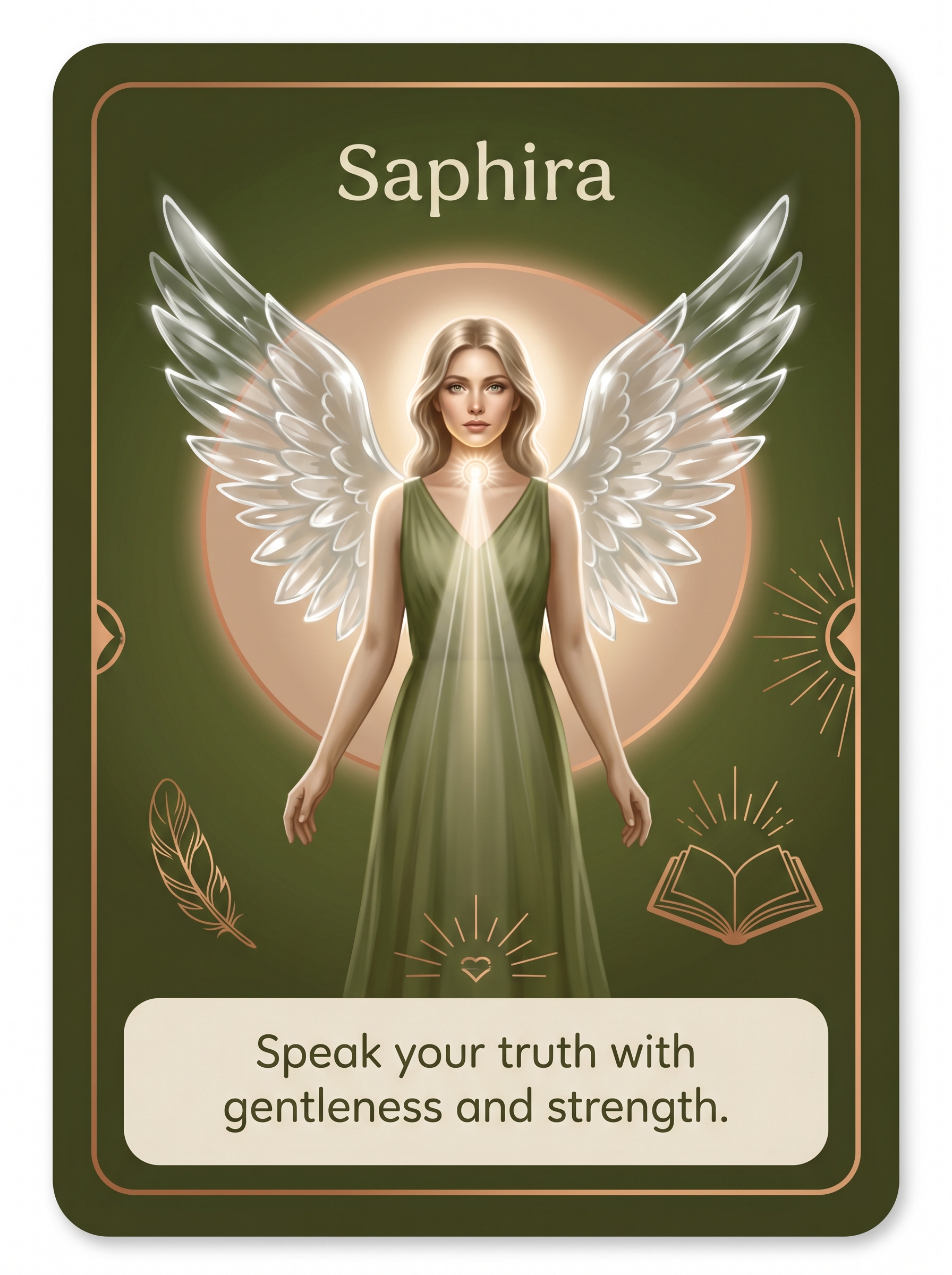 Engelenkaart Saphira — Speak your truth with gentleness and strength