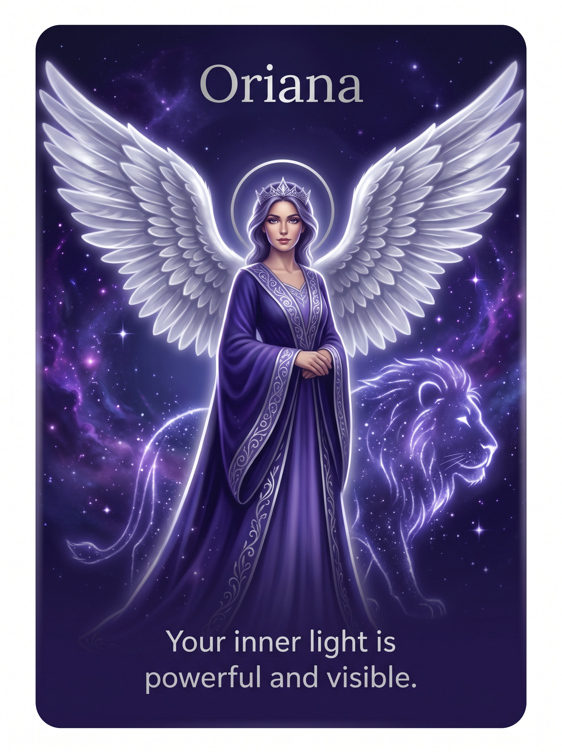 Engelenkaart Oriana — Your inner light is powerful and visible
