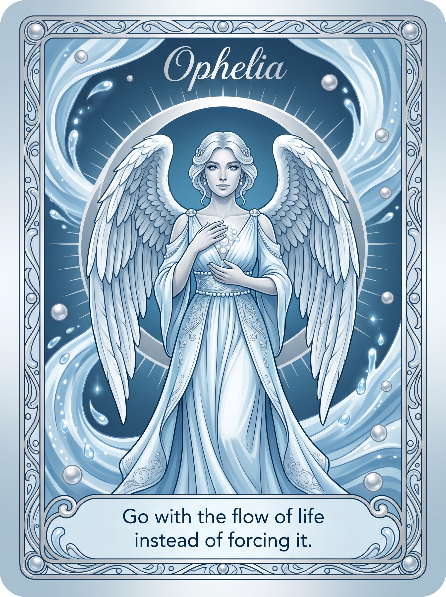 Engelenkaart Ophelia — Go with the flow of life instead of forcing it