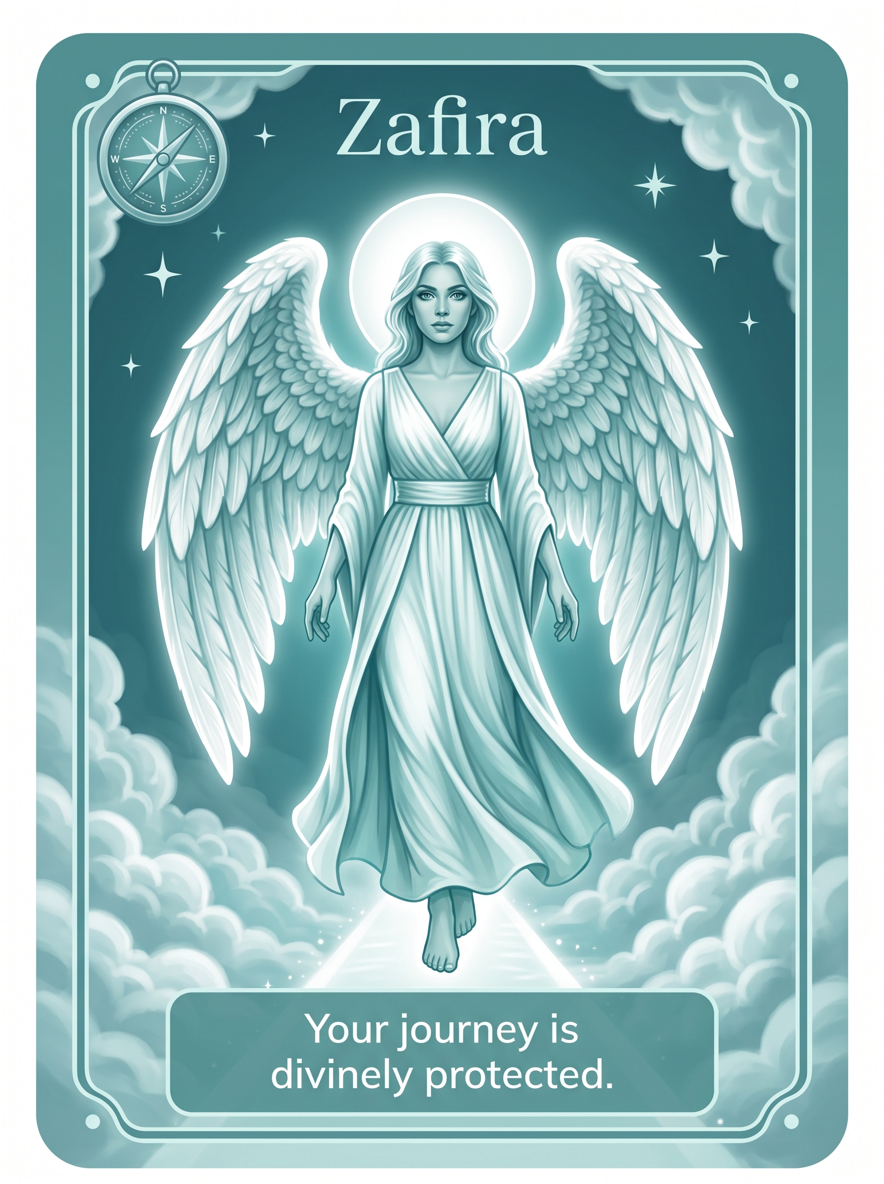 Engelenkaart Zafira — Your journey is divinely protected
