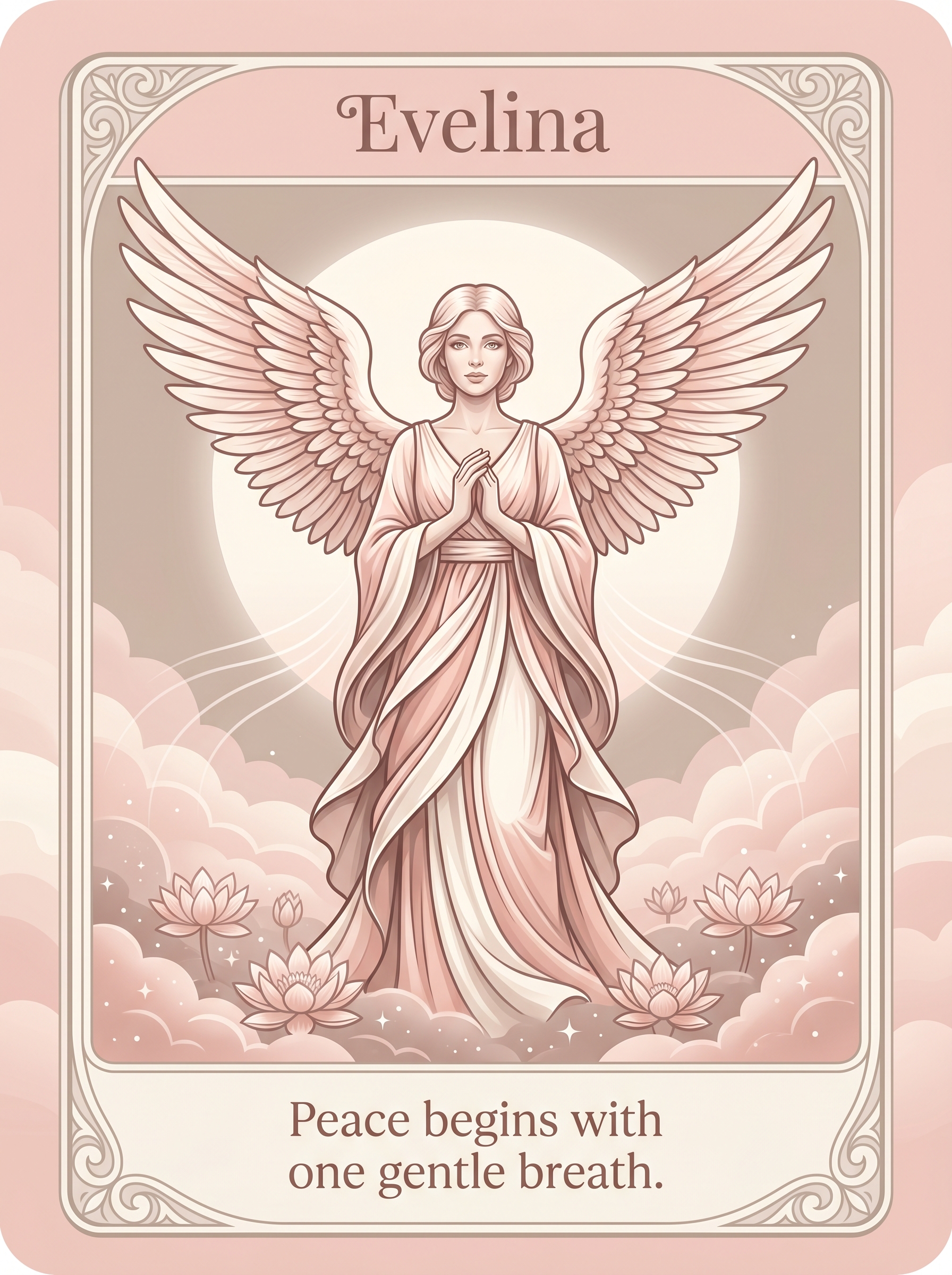 Engelenkaart Evelina — Peace begins with one gentle breath
