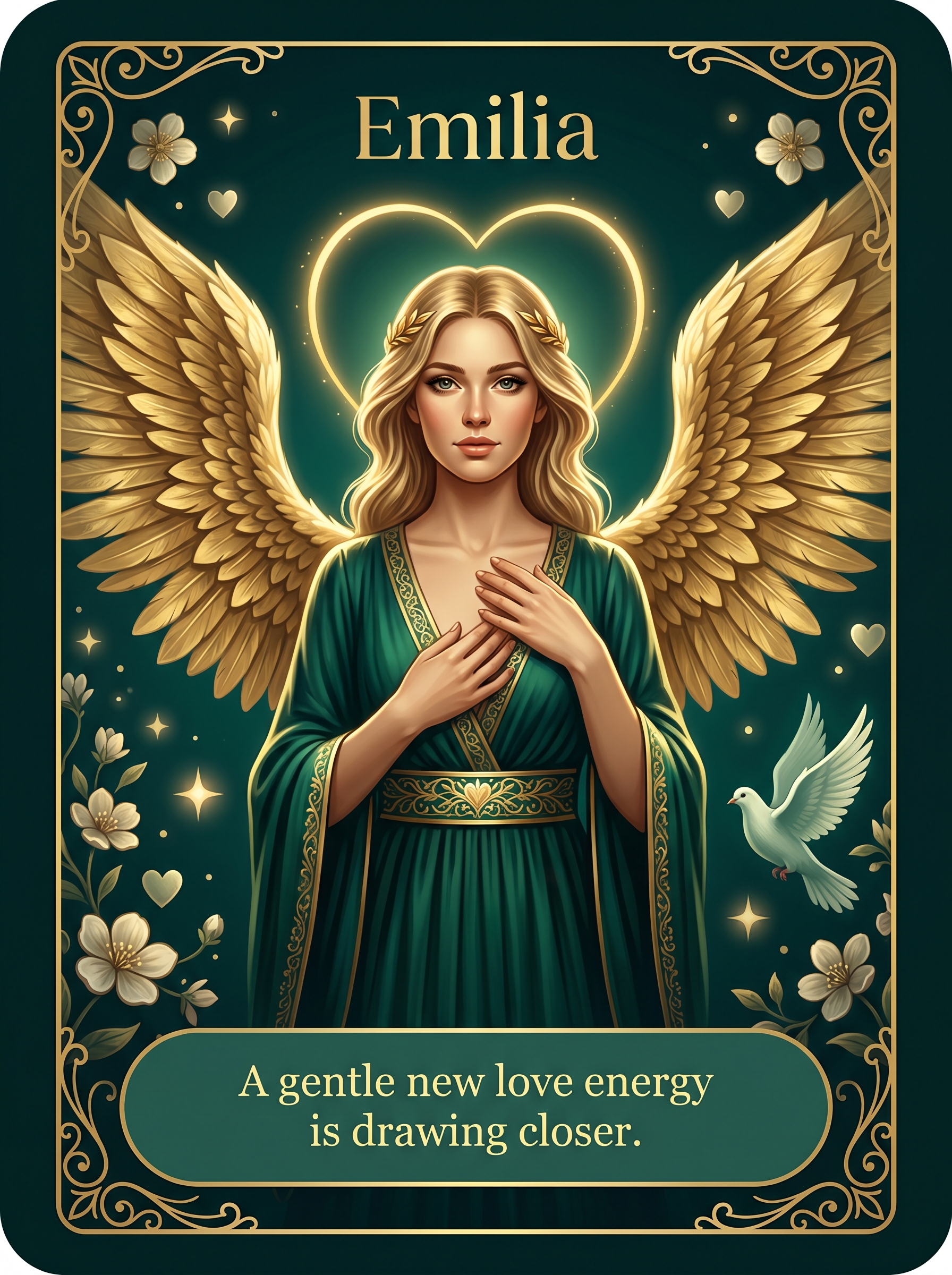 Engelenkaart Emilia — A gentle new love energy is drawing closer