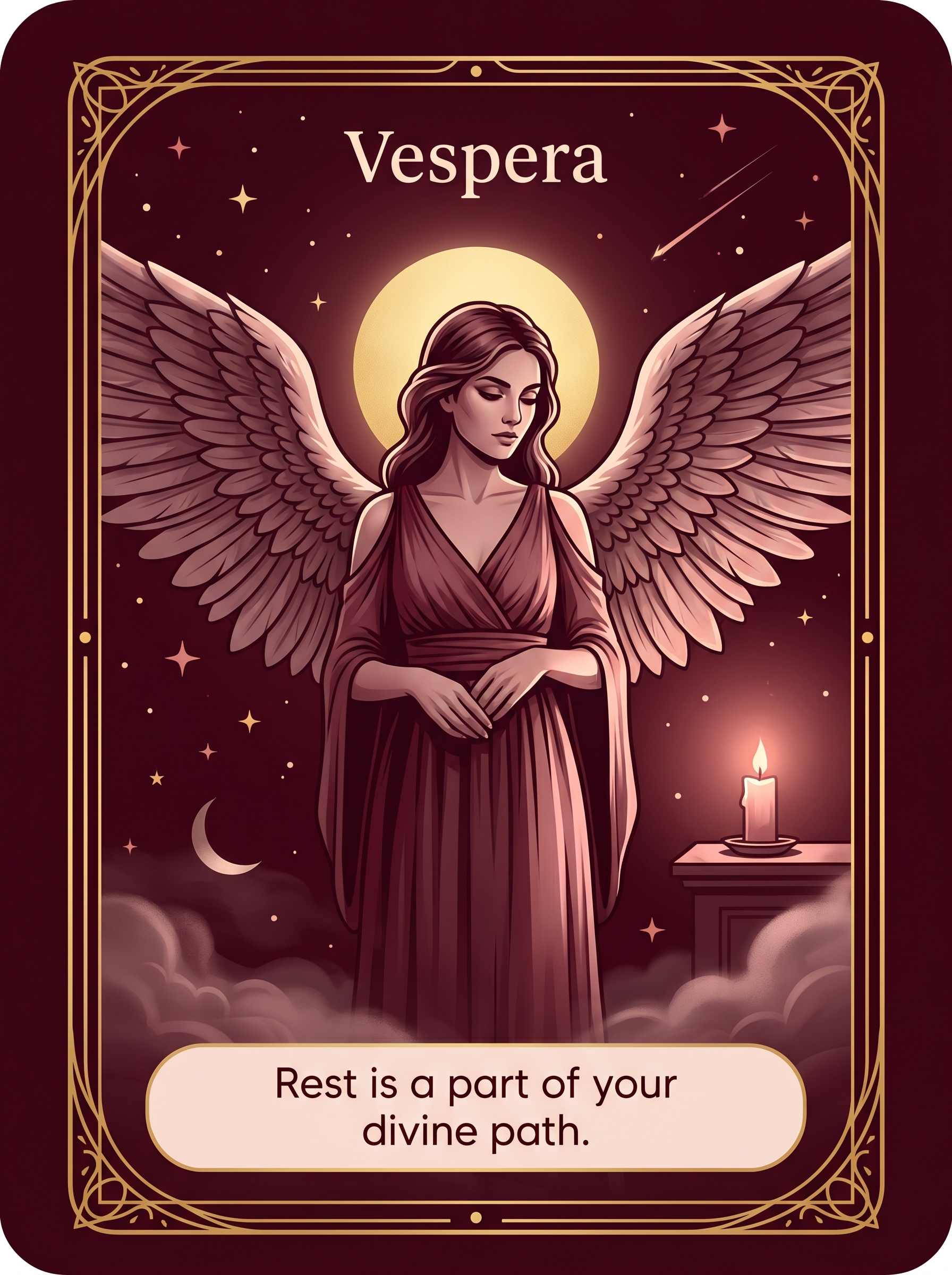 Engelenkaart Vespera — Rest is a part of your divine path
