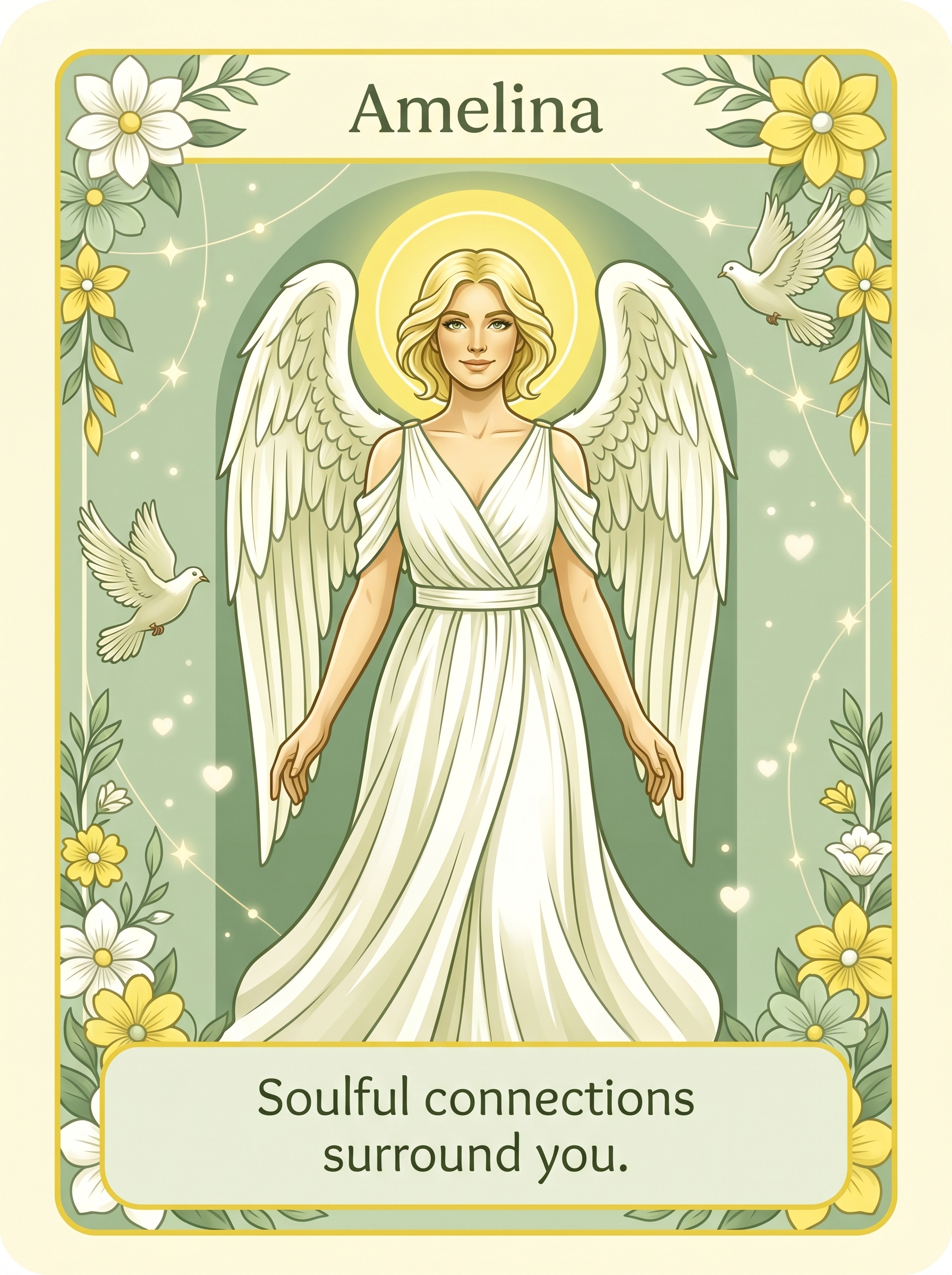 Engelenkaart Amelina — Soulful connections surround you