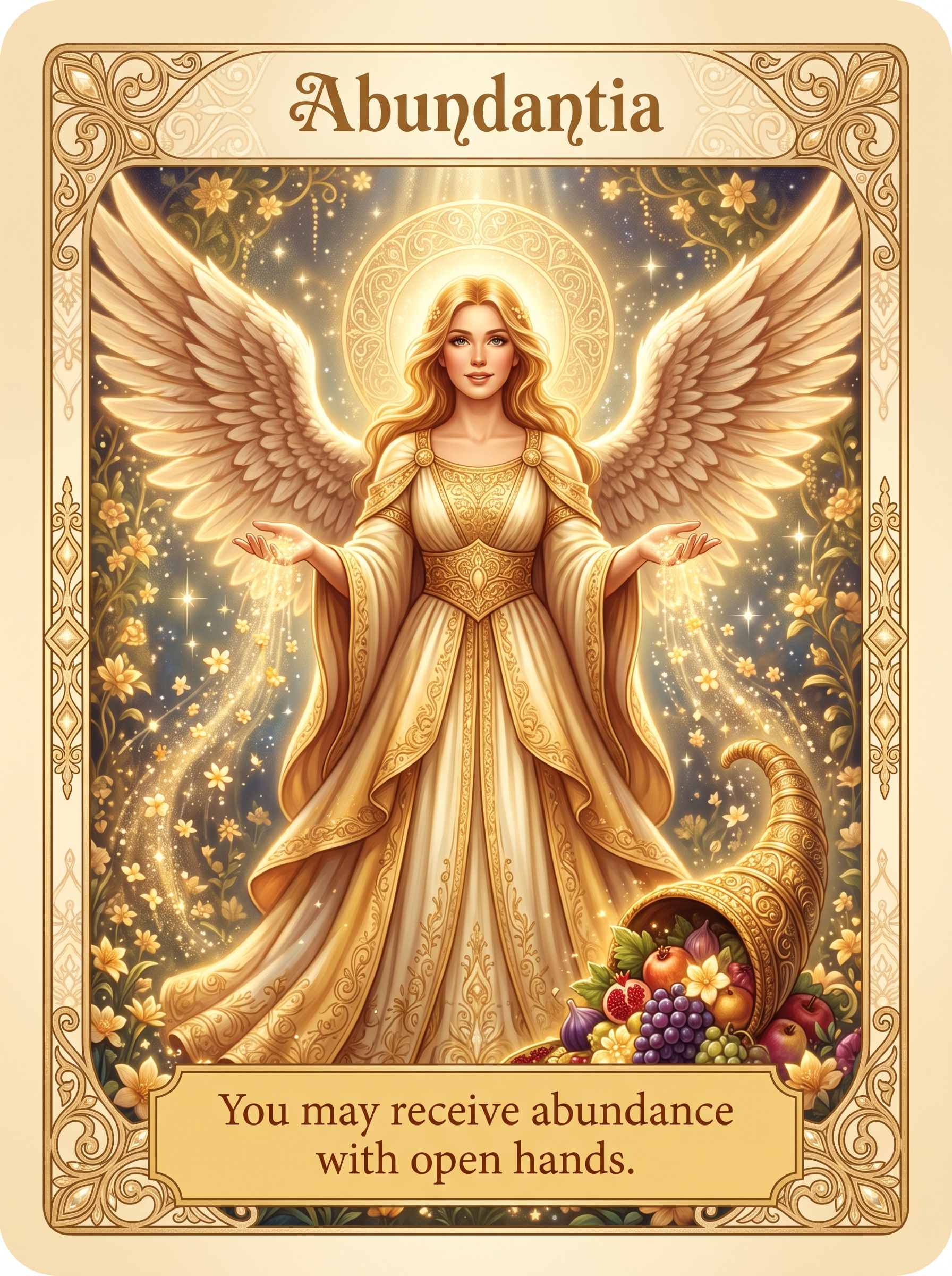 Engelenkaart Abundantia — You may receive abundance with open hands