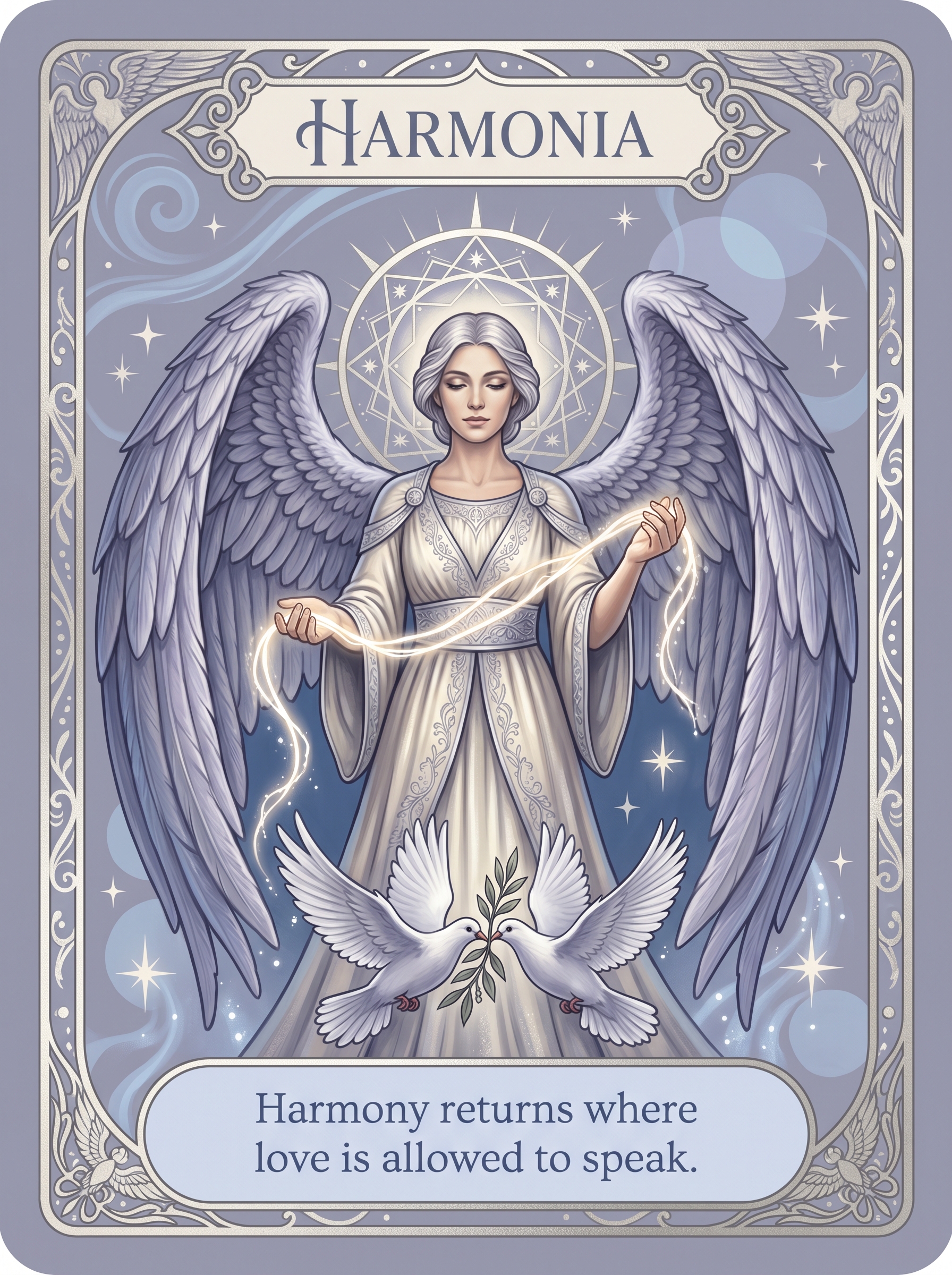 Engelenkaart Harmonia — Harmony returns where love is allowed to speak
