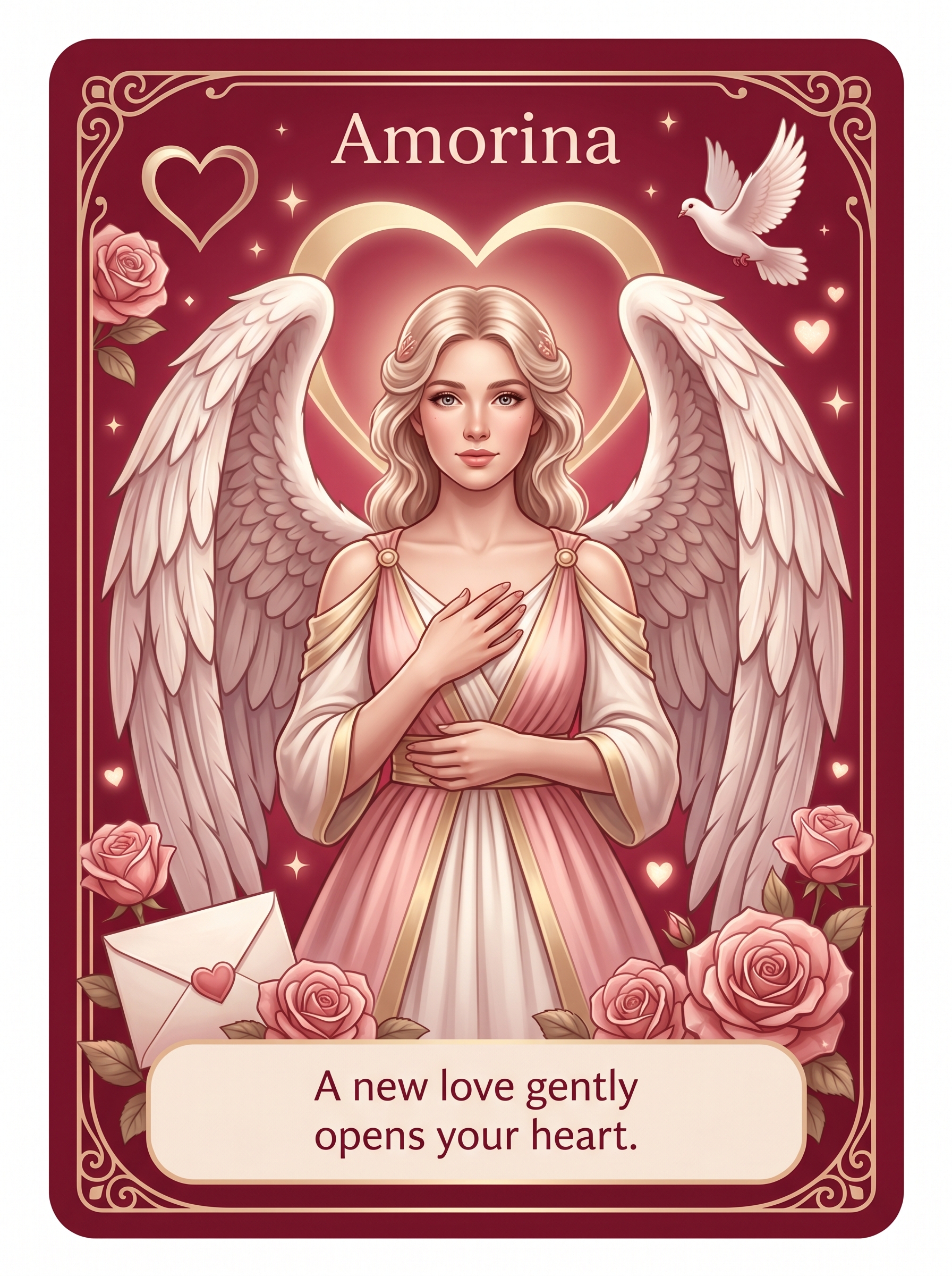 Engelenkaart Amorina — A new love gently opens your heart