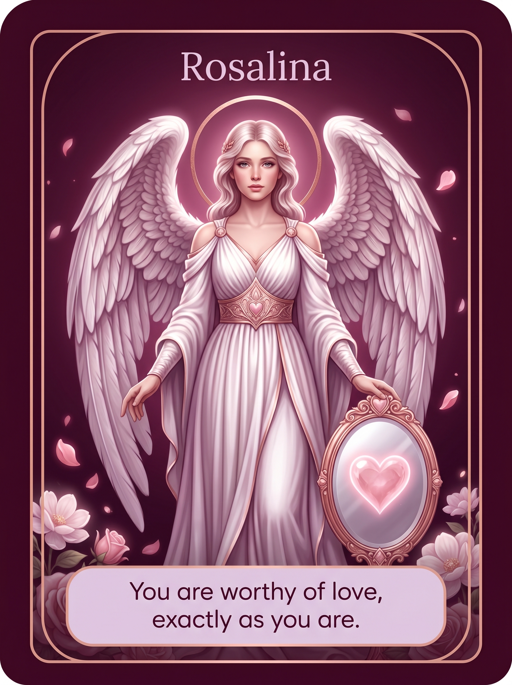 Engelenkaart Rosalina — You are worthy of love, exactly as you are