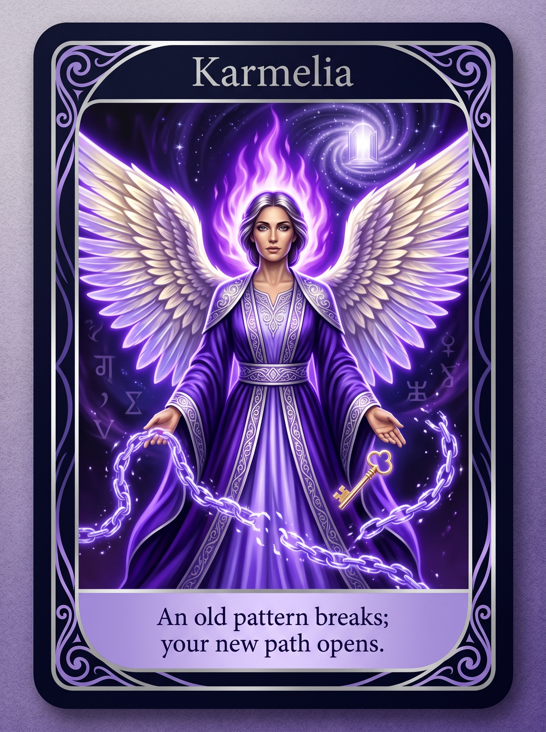 Engelenkaart Karmelia — An old pattern breaks; your new path opens