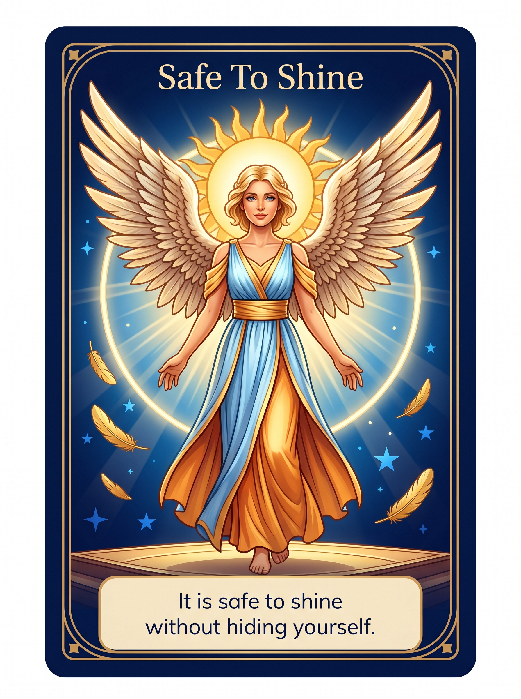 Engelenkaart Safe To Shine — It is safe to shine without hiding yourself